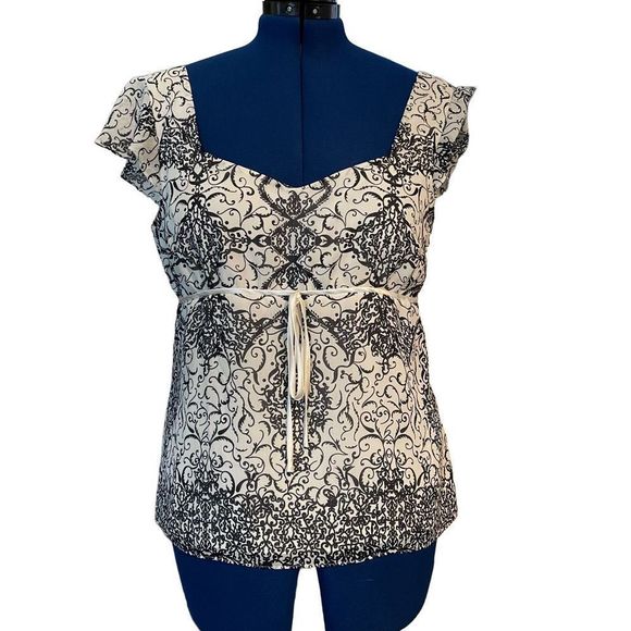 Antonio Melani Women's White/Black Short Sleeve Aline top size 12 - Picture 2 of 10